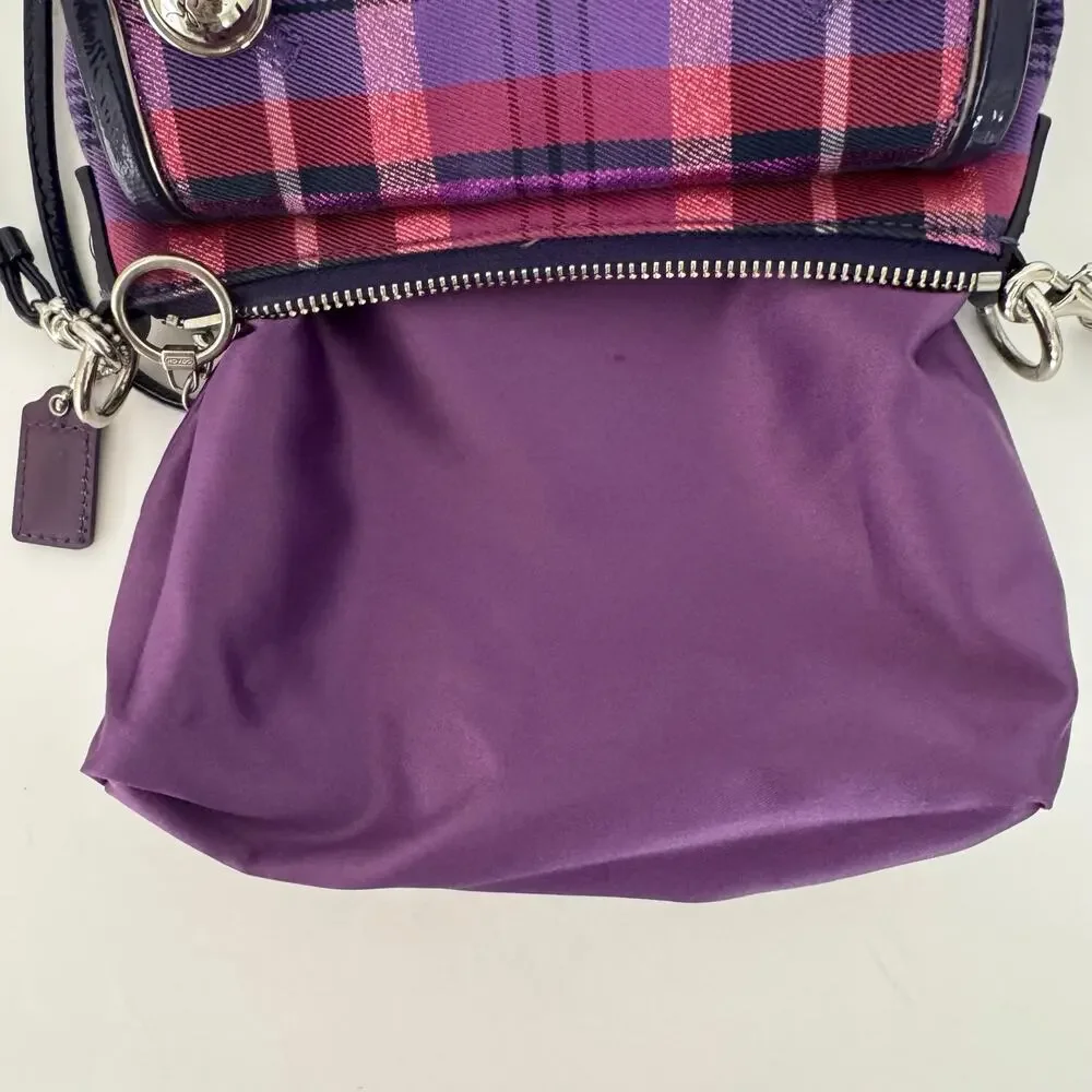 Coach Poppy Tartan Plaid Crossbody Bag Vintage Y2K Purple